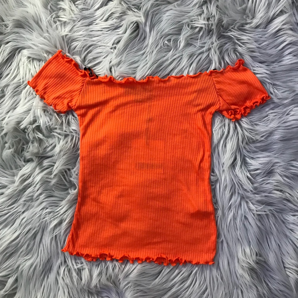 Orange Lettuce hem top